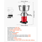 Load image into Gallery viewer, SucceBuy Electric Milk Cream Separator Output 10500RPM 304 Stainless with 4.5L Bowl Capacity Milk Skimmer Separating Machine
