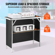 Load image into Gallery viewer, Amocart Folding Portable Bar Table Tradeshow Podium Table for Party Picnic Exhibition Include Carrying Case Storage Shelf Skirt
