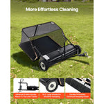 Amocart 52 in Tow Behind Lawn Sweeper 26 cu.ft. Yard Sweeper Adjustable Sweeping Height with Dumping Rope for Grass Clippings