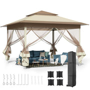 Load image into Gallery viewer, Gazebo 3.3x3.3m Waterproof Stable Pop Up Folding Gazebo, Adjustable Garden Gazebo with 4 Mosquito Net Side Panels &amp; Double Roof
