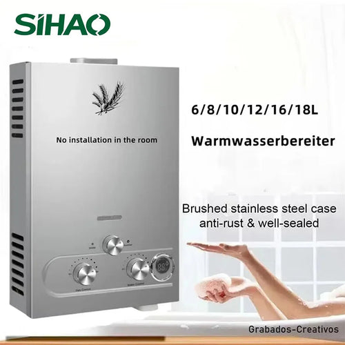 6L/8L/10L/12L/16L/18L LPG Water Heater, On-Demand Instant Hot Water System for Propane & Butane Gas, Tankless Home Use Boiler