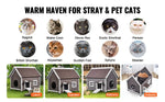 Amocart Outdoor Cat House 22x30x26 Weatherproof Feral Cat Shelter Wooden Cat Kennel for Multiple Cats with Side Door Pet Hut