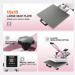 Amocart Heat Press 15 x 15 in Heat Press Machine Slide Out Heat Transfer Machine Fast Even Heating 2-Layer Insulation Cotton