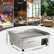 Charger l'image dans la visionneuse de galerie, Amocart 21In Commercial Electric Grill Flat Pan Stainless Steel Desktop Griddle Hotplate Teppanyaki Grill w/Temperature Control
