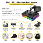 Amocart 5 6 8 in 1 Heat Press Machine T shirt Heat Transfer Printer Muntifunctional Sublimation For Mug/Latte Mug/Plate/Bottle