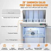 Load image into Gallery viewer, Amocart 28" Commercial Refrigerator Sandwich &amp; Salad Prep Table 7.4 Cu. Ft Stainless Steel Refrigerated Food Prep Station
