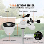 Amocart 7-in-1 Wireless Weather Station 7.5in Large Color Display Digital Home Weather Station for Forecast Data, Alarm, Alerts