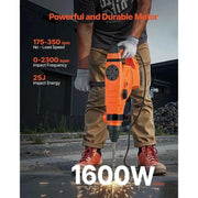 Load image into Gallery viewer, Amocart Corded Hammer Drill 1600W 175-350RPM Electric Demolition Drills 2-Inch SDS-Max Rotary Hammer Driver for Concrete Wood
