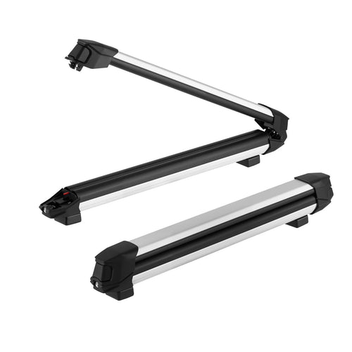 SucceBuy Ski & Snowboard Roof Rack Carry up to 6 Pairs of Skis or 4 Snowboards 2 PCS Aluminum Universal Car Roof Rack Top Holder
