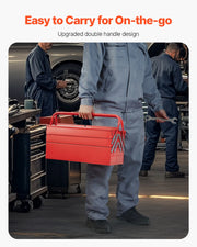 Bild in Galerie-Viewer laden, SucceBuy 18in Metal Tool Box 3-Tier 5-Tray Portable Folding Tool Chest Organizer with Handle Toolbox for Warehouse Repair Shop
