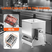 Charger l'image dans la visionneuse de galerie, Mélangeur à Viande Manuel SucceBuy 80L avec Réservoir Inclinable (Mélange Max 36,3 kg), Équipement de Traitement, Mélangeur en Acier Inoxydable avec Couvercle, Poignée et Réducteur d'Engrenage

