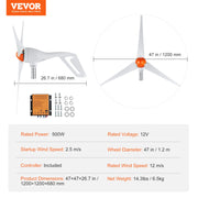 Load image into Gallery viewer, SucceBuy Wind Turbine Generator 12V 500W/800W Wind Turbine Wind Power Generator with MPPT Controller Suitable for Home Farm RVs
