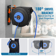 Load image into Gallery viewer, Amocart Retractable Extension Cord Reel 50FT Lighted Triple Tap Outlet 13Amp Circuit Breaker 180° Swivel Bracket Electrical Use
