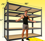 Garage Storage Shelves Organizer, Five Tier Adjustable Utility Rack Shelf, Sturdy Steel Industrial Tool Shelving Unit For Warehouse Pantry Closet Kitchen, Three Thousand Eighty Pound Capacity, Seventy Two By Forty Eight By Tw