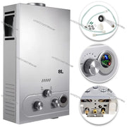 Charger l'image dans la visionneuse de galerie, 6L-25L Tankless Gas Water Heater - Instant Heating System for Home &amp; Outdoor (LPG/NG Dual Fuel, Energy Saving Design）
