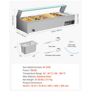 Load image into Gallery viewer, Amocart Commercial Food Warmer Electric Stainless Steel Steam Food Warmer Countertop Buffet Bain Marie with Soup for Catering
