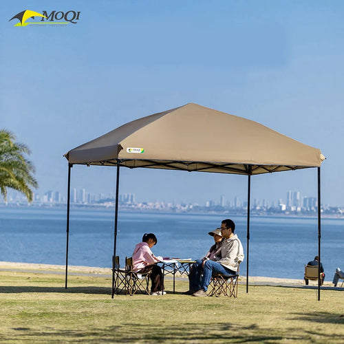Outdoor Pop-Up Canopy Gazebo Tent Beach Camping Instant Canopy 10x10 Feet (Khaki Color) Convenient to Carry With Tugboat Bag