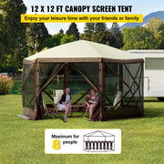 Load image into Gallery viewer, SucceBuy Pop-up Camping Gazebo Camping Canopy Shelter 6 Sided 12' x 12' / 10' x 10' Sun Shade Tents &amp; Canopies Camping &amp; Hiking
