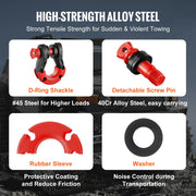 Load image into Gallery viewer, Amocart 2pcs 3/4" D-Ring Shackle U-Hook Loop Shackles with 7/8" Pin Isolators &amp; Washers for Jeep Off Road Vehicle Recovery
