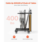 Amocart 400 LBS Folding Chair Rack Cart with Swivel Casters fit 5 Tables+14 Chairs Storage Dolly Chair Holder for Party Hotel