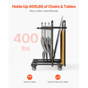Bild in Galerie-Viewer laden, Amocart 400 LBS Folding Chair Rack Cart with Swivel Casters fit 5 Tables+14 Chairs Storage Dolly Chair Holder for Party Hotel
