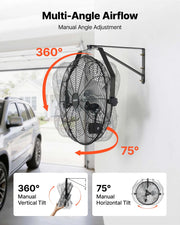 Bild in Galerie-Viewer laden, Amocart Wall Mount Fan 18/20 in Wall Mounted Hanging Fan with IP44-rated Protection 3-Speed Long Airflow Distance for Industry
