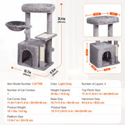 Load image into Gallery viewer, Amocart Cat Tree for Indoor Cats Cat Tower with Cat Condo Sisal Scratching Post HammockTop Perch Jumping Platforms Dark Grey
