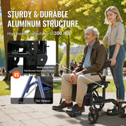 Bild in Galerie-Viewer laden, Amocart 2 in 1 Rollator Walker &amp; Transport Chair for Seniors Folding Rolling Walker Wheelchair Combo &amp; Aluminum Mobility Walker
