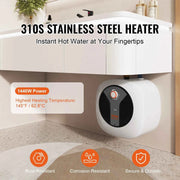 Charger l'image dans la visionneuse de galerie, SucceBuy Electric Mini-Tank Water Heater 1440W Hot Water Boiler Storage for Kichen Bathroom Restaurant Shelf Wall Floor Mounted
