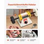 Amocart Bench Buffer Polisher 1/2HP 0 to 8000RPM with 4"Cloth Wheel 3"Grinding Wheel 3"Fiber Wheel for Metal Jewelry Plastic