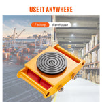 SucceBuy 6/8/12T Machinery Skate Dolly Industrial Mover with 4 PU Wheels & 360° Non-Slip Cap for Warehouse Workshop Factory