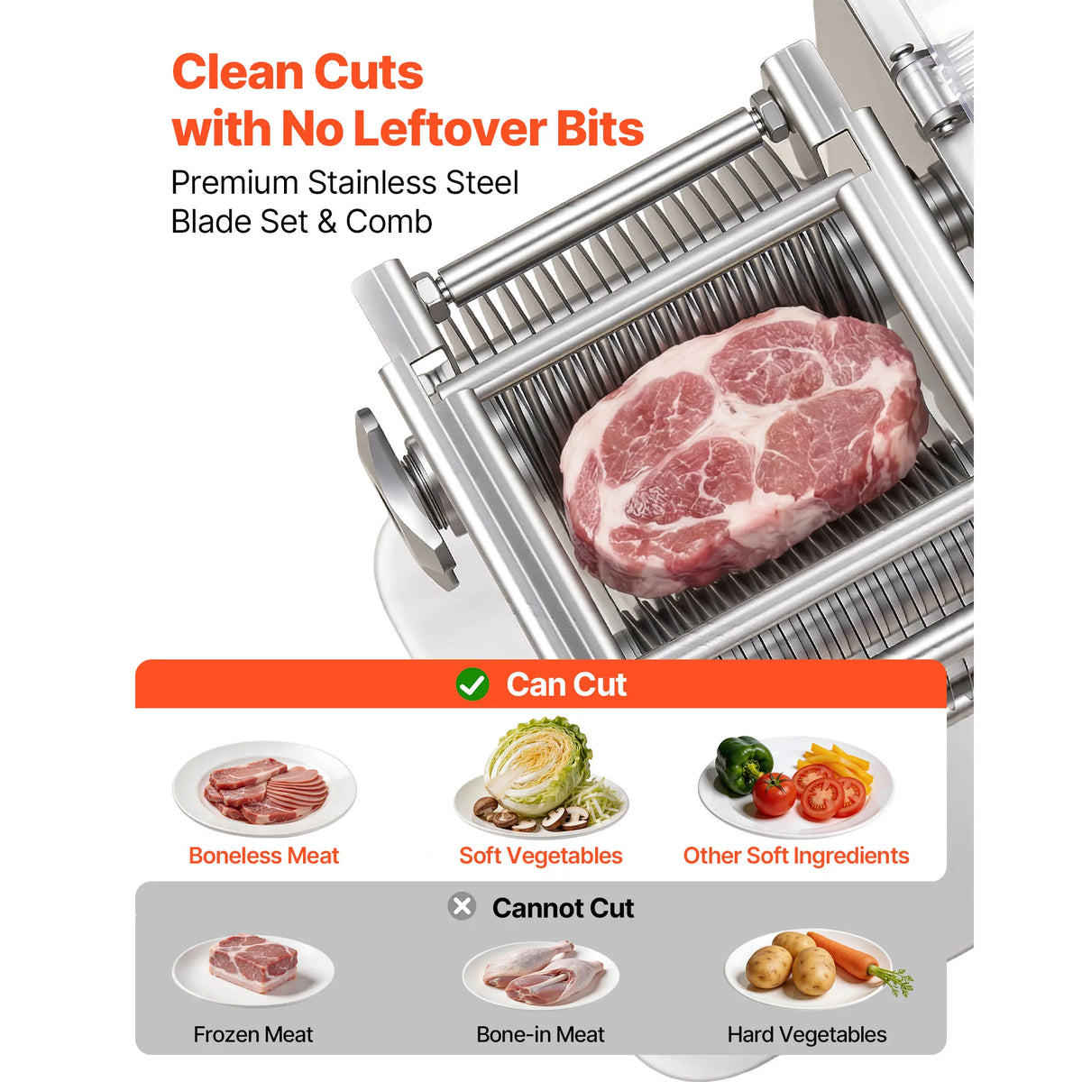 SucceBuy Meat Cutting Machine 850 W Commercial Slicer 5 mm Stainless Steel Blade Shredder for Boneless Meat Vegetables Kitchen Amocart