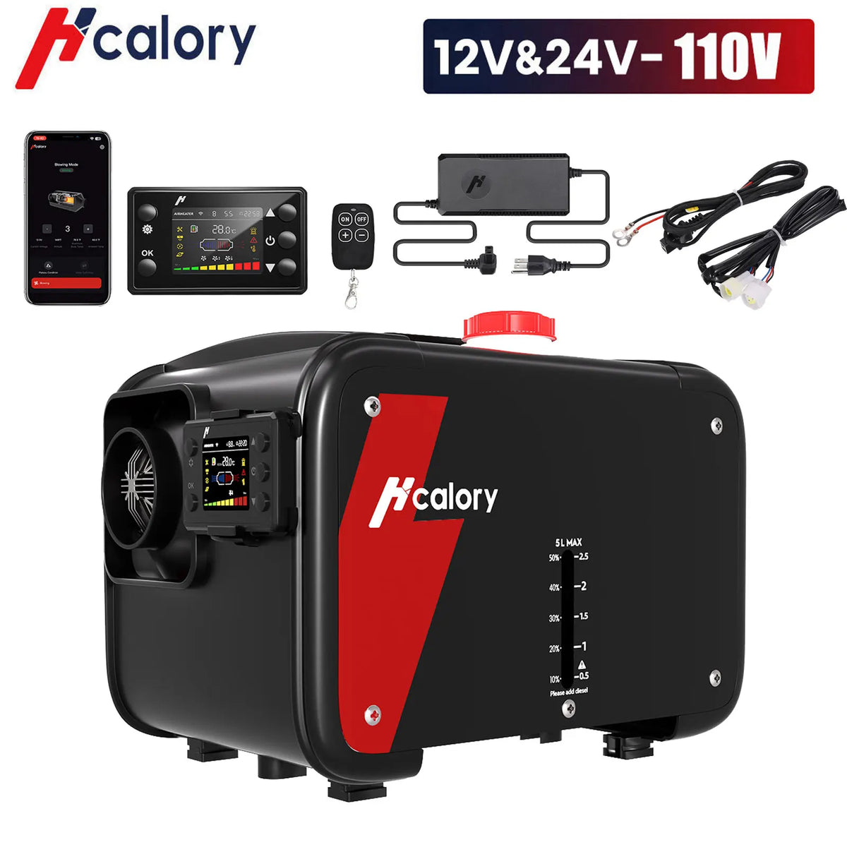 Hcalory HC1-H 8KW 12V All in One Portable Diesel Air Parking Heater Integrated Vehicle Heating Kit for Truck RV Camper Van Boat Amocart