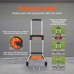 Amocart 275/309 lbs Folding Hand Truck Portable Unity Cart Dolly with Telescoping Handle and Binding Rope for Moving Warehouse