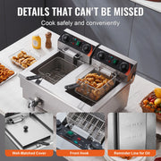 Charger l'image dans la visionneuse de galerie, SucceBuy Friteuse Électrique 12 L avec Deux Bacs Amovibles Friteuse Commerciale de Comptoir pour Poulet Frites Chips
