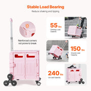 Load image into Gallery viewer, SucceBuy 150lbs Stair Climbing Cart Foldable Utility Hand Cart with Wheels Collapsible Crate Rolling Cart for Shopping Office - AMOCART
