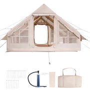 Bild in Galerie-Viewer laden, Amocart Inflatable Tents for Camp Easy Setup Blow up Tent w/ Hand Pump 300D Oxford Tent with Stove Jack Storage Bag Included
