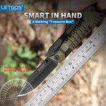 LETGOS Pocket Folding Knife, 22 in 1,Survival Gear EDC Rescue Tool with nylon sheath, Emergency, Camping, Hunting, Gift for dad