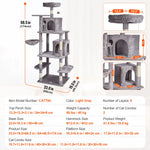 Amocart Cat Tree for Indoor Cats Cat Tower with Cat Condo Sisal Scratching Post HammockTop Perch Jumping Platforms Dark Grey