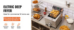 Amocart Commercial Deep Fryer Electric Countertop Fryer with Basket Stainless Steel Single Oil Fryer with Time & Temp Control