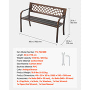 Charger l'image dans la visionneuse de galerie, Outdoor Bench Wooden Metal Garden Bench for Outdoors 480 lbs Load Capacity Bench Outdoor Garden Park Bench
