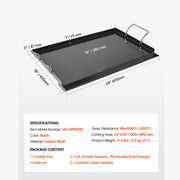 Load image into Gallery viewer, SucceBuy Carbon Steel Griddle Universal Flat Top Rectangular Plate Gas Grill Griddle for BBQ Grill Portable Family Cookware
