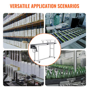 Load image into Gallery viewer, SucceBuy PVC Belt Conveyor Table Double Guardrail Stainless Steel Motorized Adjustable Speed for Factory Inkjet Coding Powered

