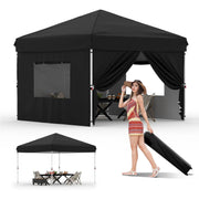 Load image into Gallery viewer, Pop Up Canopy with 4 Sidewalls, Beach Tent with One Push Setup, Outdoor Instant Tent with Wheeled Carry Bag, Portable Gazebo Shelter for Patio Deck Garden and Beach, 10x10 FT Canopy Cover
