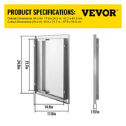 Load image into Gallery viewer, Amocart Stainless Steel BBQ Cabinet Access Door W/ Recessed Handle for Indoor/Outdoor Kitchen BBQ Island Kitchen Sink Fireplace
