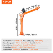 Load image into Gallery viewer, SucceBuy 2200lbs Electric Hoist Truck Crane 360° Swivel Folding Bed Jib Crane with 6000 lbs Electric Winch for Lifting Goods
