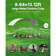 Load image into Gallery viewer, SucceBuy Metal Chicken Coop 9.8x13.1x6.5ft with Cover Doom Roof Hen House with Security Lock Outdoor Duck Rabbit Cage for Yard - AMOCART
