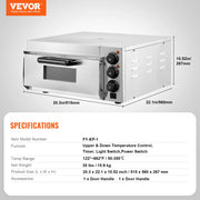 Load image into Gallery viewer, SucceBuy Commercial Pizza Oven Countertop Single Deck Layer Stainless Steel Electric Pizza Oven with Stone Handle Pizza Maker - AMOCART
