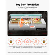 Load image into Gallery viewer, SucceBuy Commercial Food Warmer Electric Stainless Steel Steam Food Warmer Countertop Buffet Bain Marie with Soup for Catering - AMOCART
