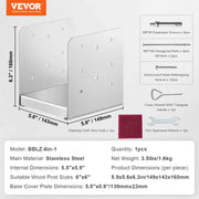 Load image into Gallery viewer, Amocart Post Base Stainless Steel Adjustable Post Anchor Bracket  Base Pavilion Deck Porch Handrail Support Decorative Plate
